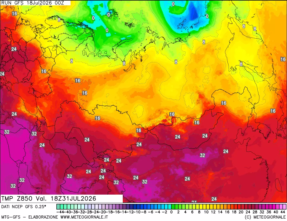 mappa 850 hPa Temp