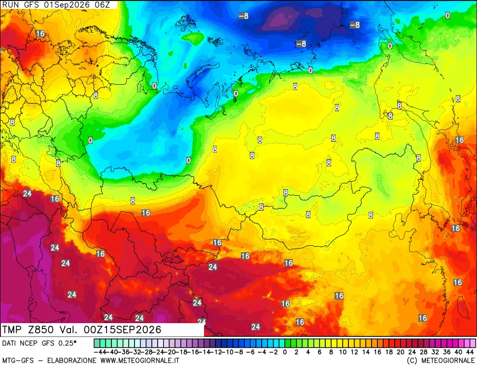 mappa 850 hPa Temp