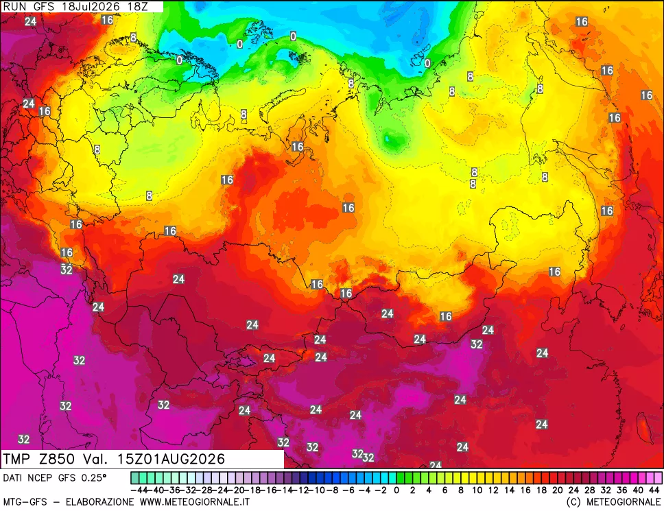 mappa 850 hPa Temp