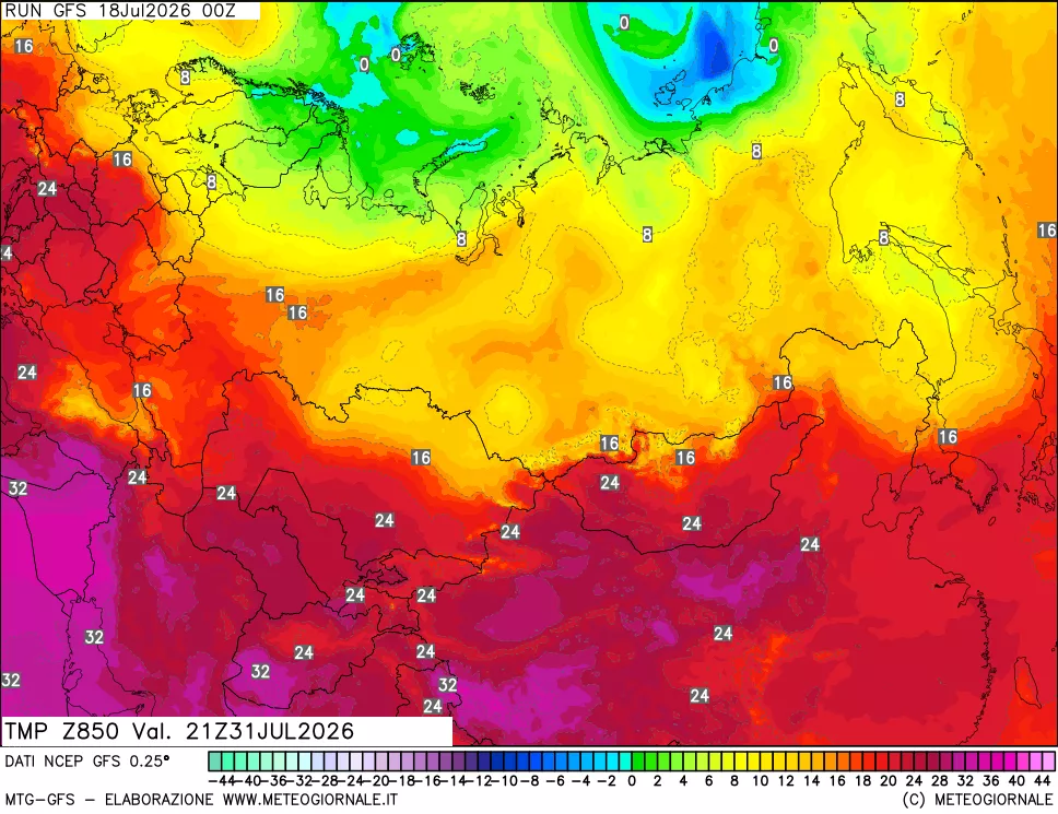 mappa 850 hPa Temp