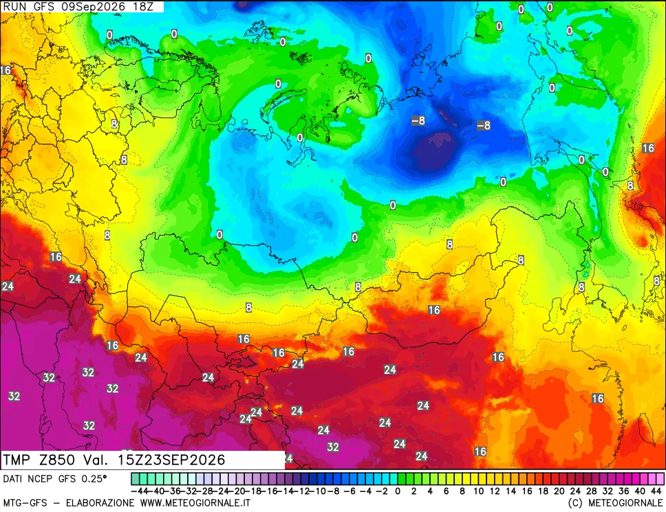 mappa 850 hPa Temp