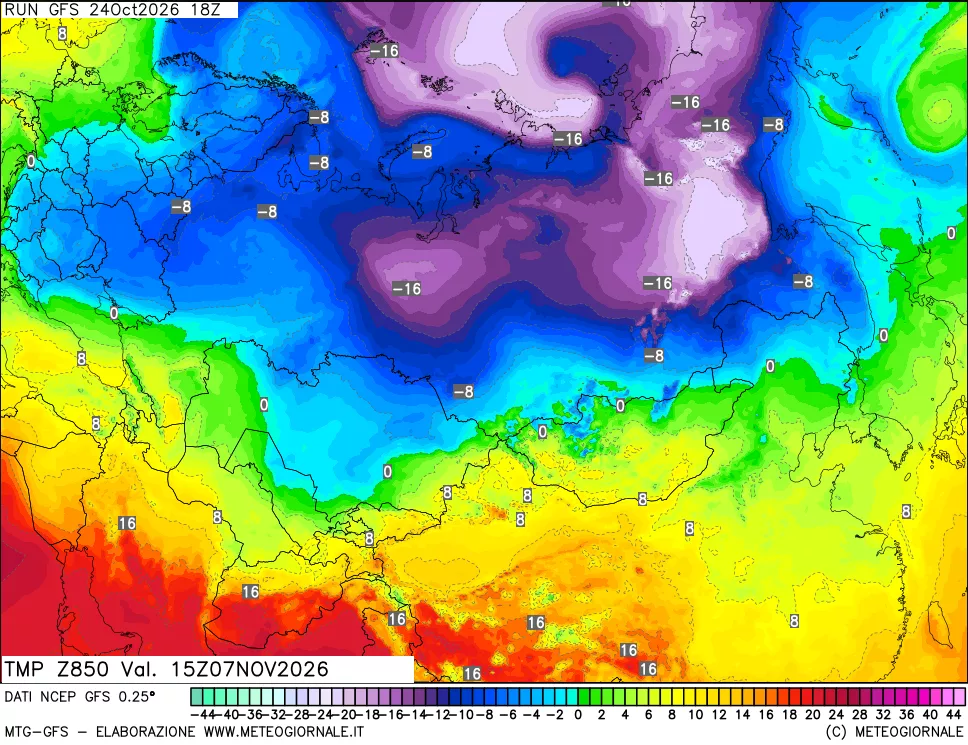 mappa 850 hPa Temp