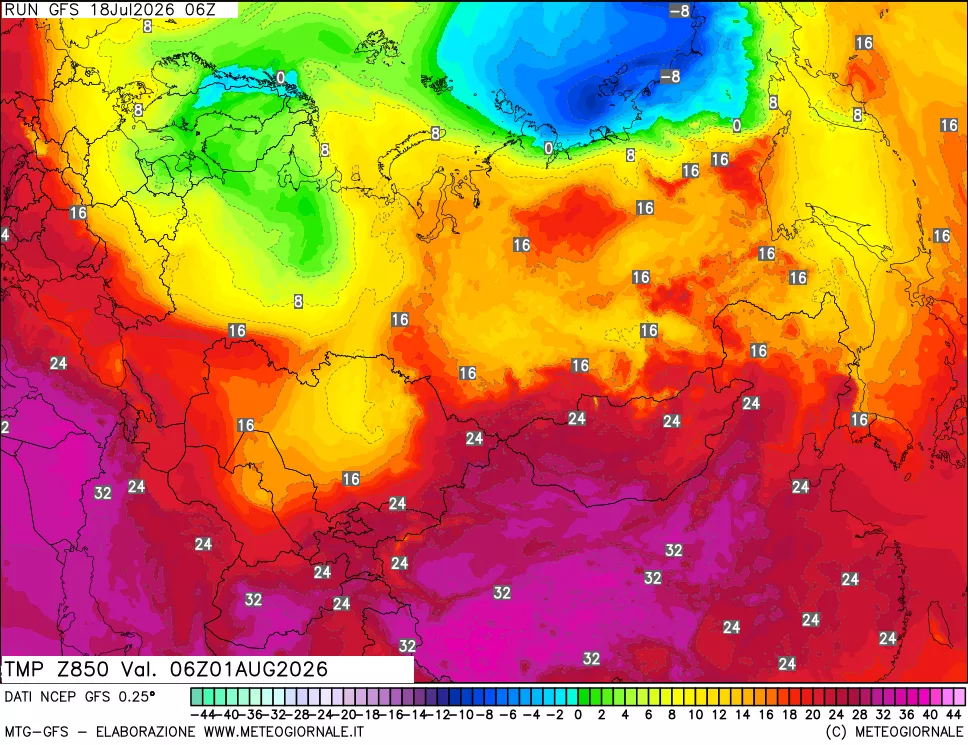 mappa 850 hPa Temp
