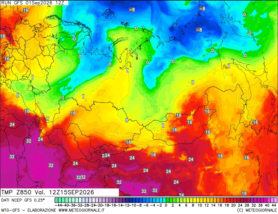 mappa 850 hPa Temp