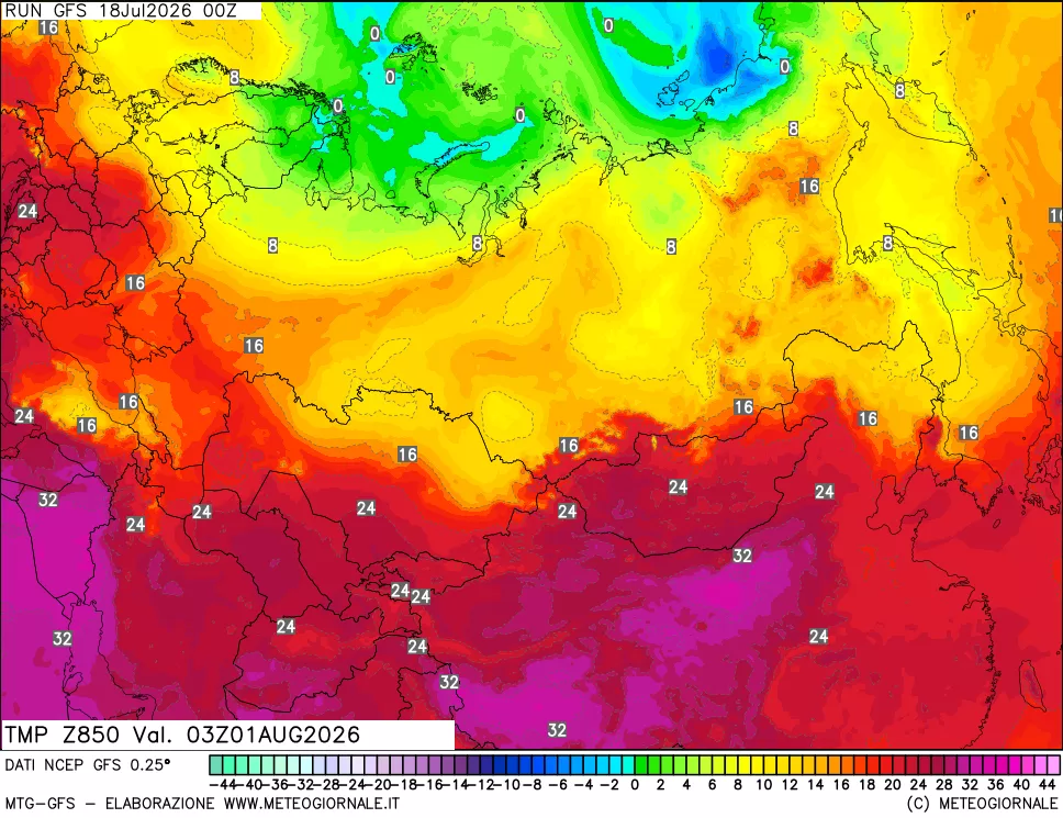 mappa 850 hPa Temp