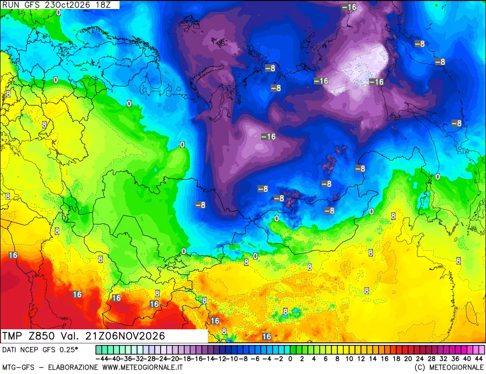 mappa 850 hPa Temp
