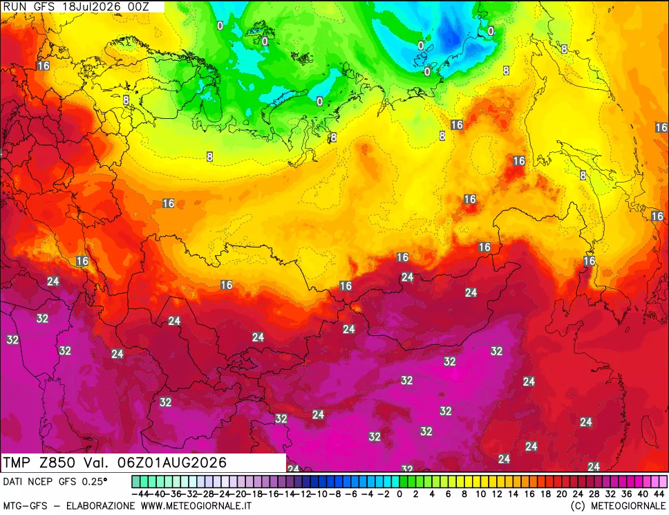 mappa 850 hPa Temp