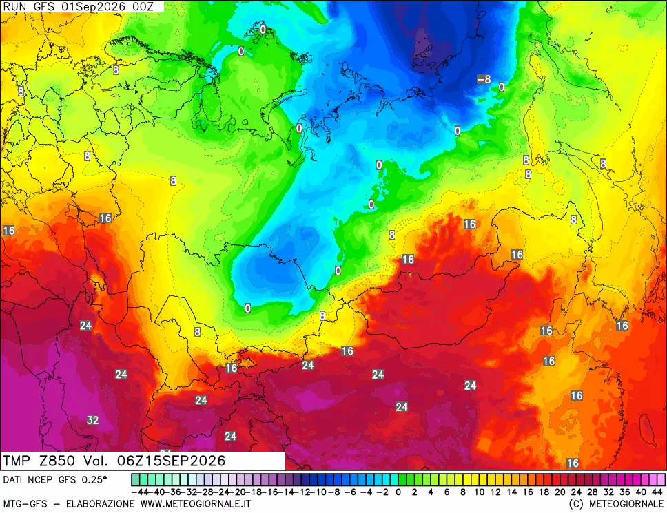 mappa 850 hPa Temp