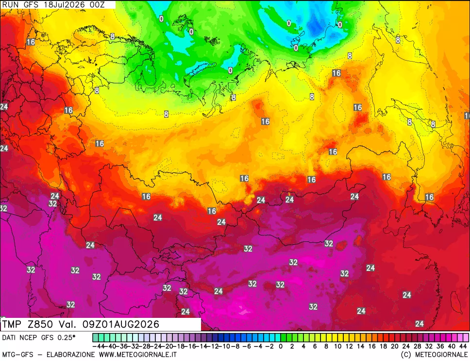 mappa 850 hPa Temp