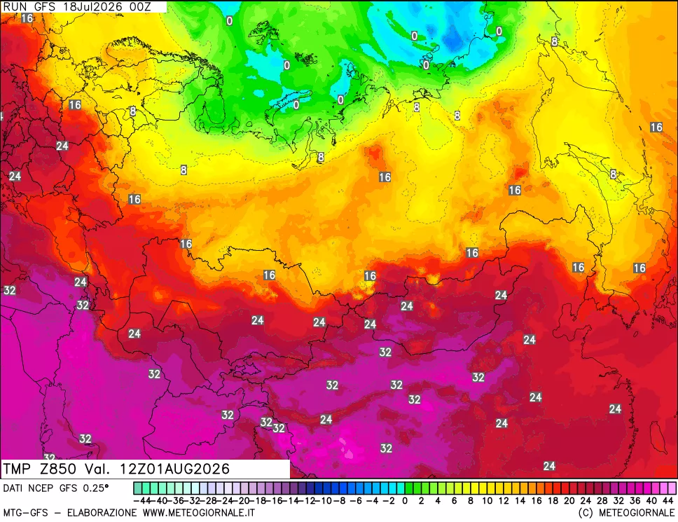 mappa 850 hPa Temp