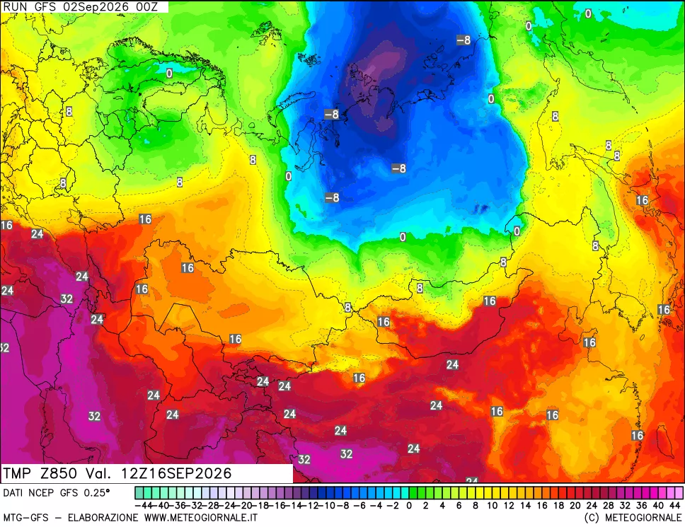 mappa 850 hPa Temp