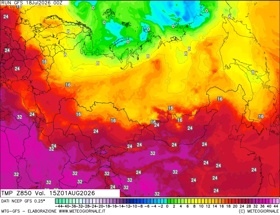 mappa 850 hPa Temp