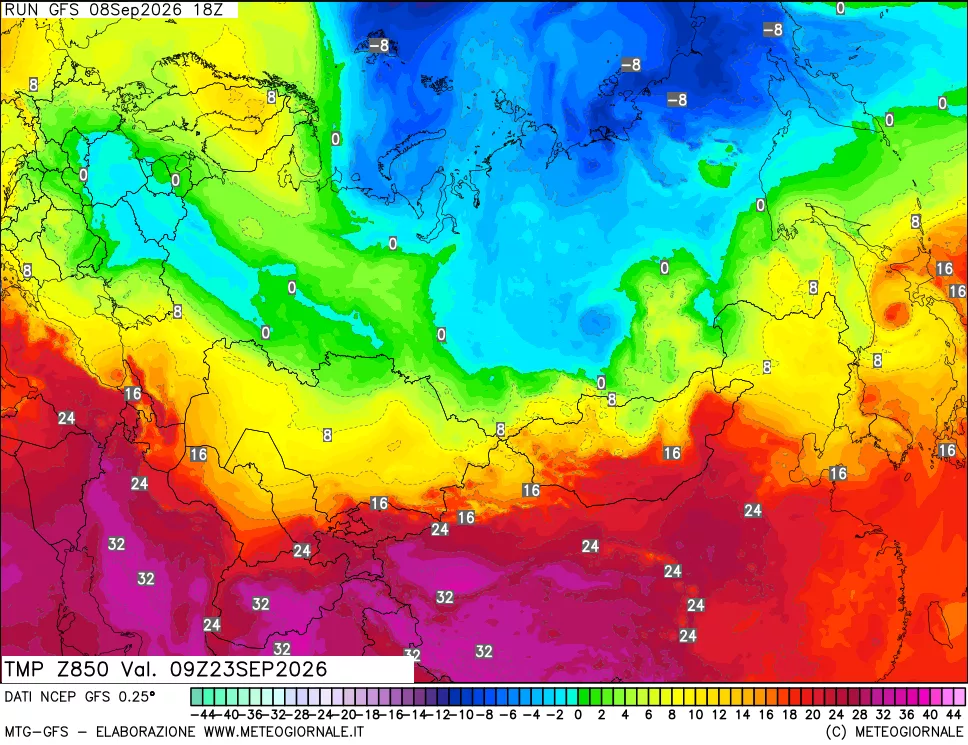 mappa 850 hPa Temp