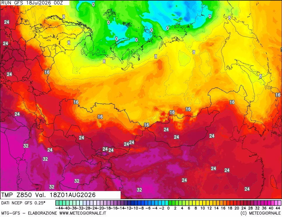 mappa 850 hPa Temp