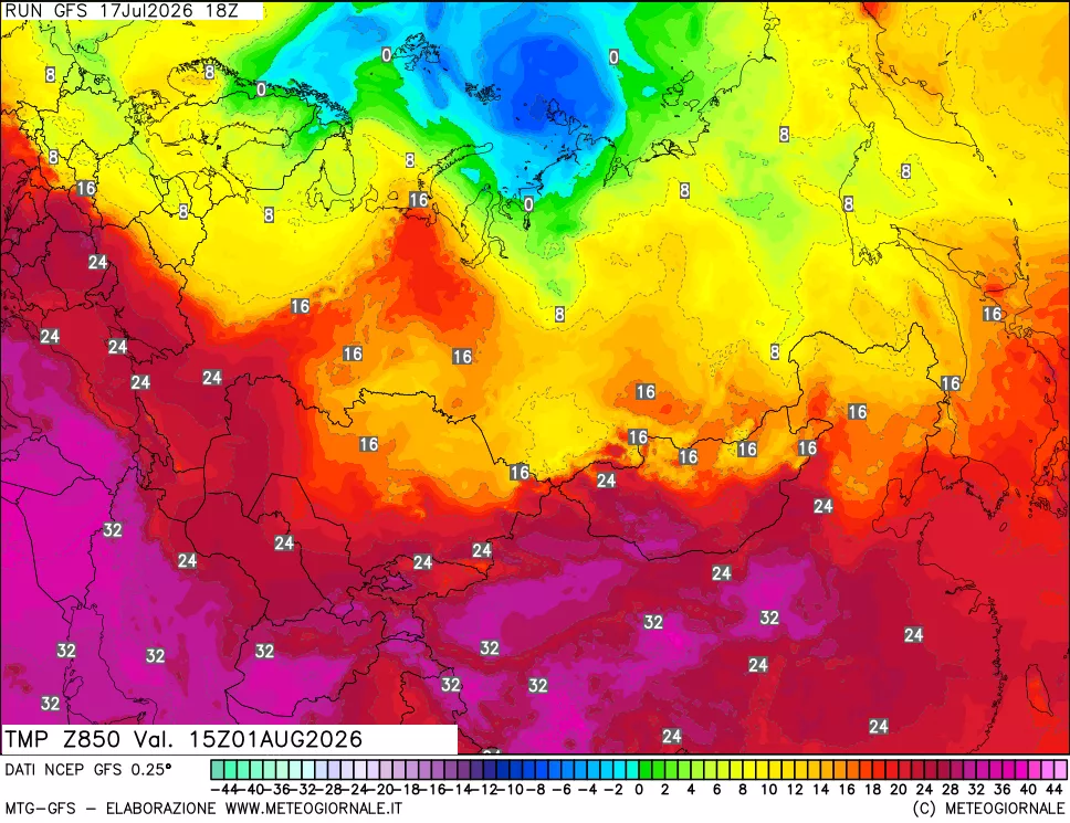 mappa 850 hPa Temp