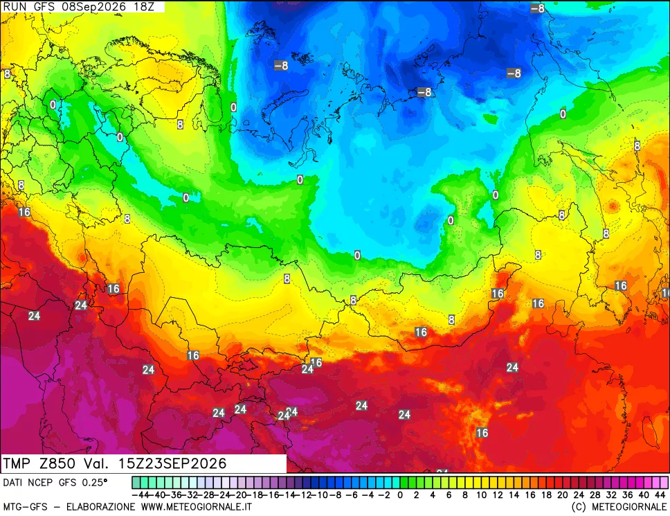 mappa 850 hPa Temp