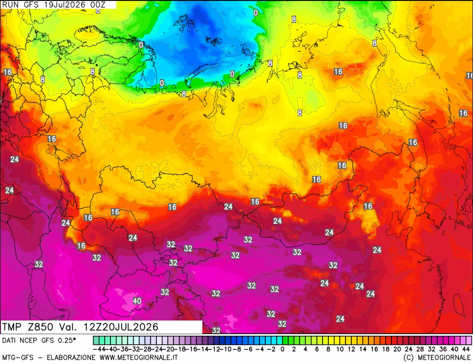 mappa 850 hPa Temp