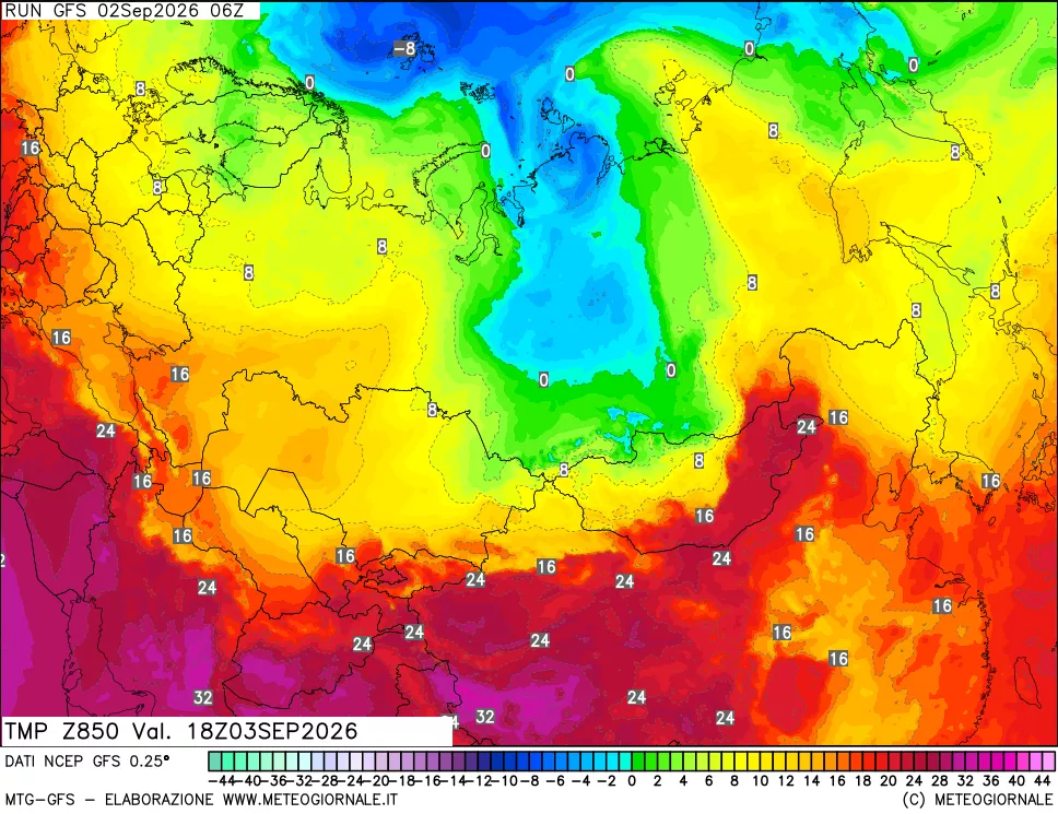 mappa 850 hPa Temp