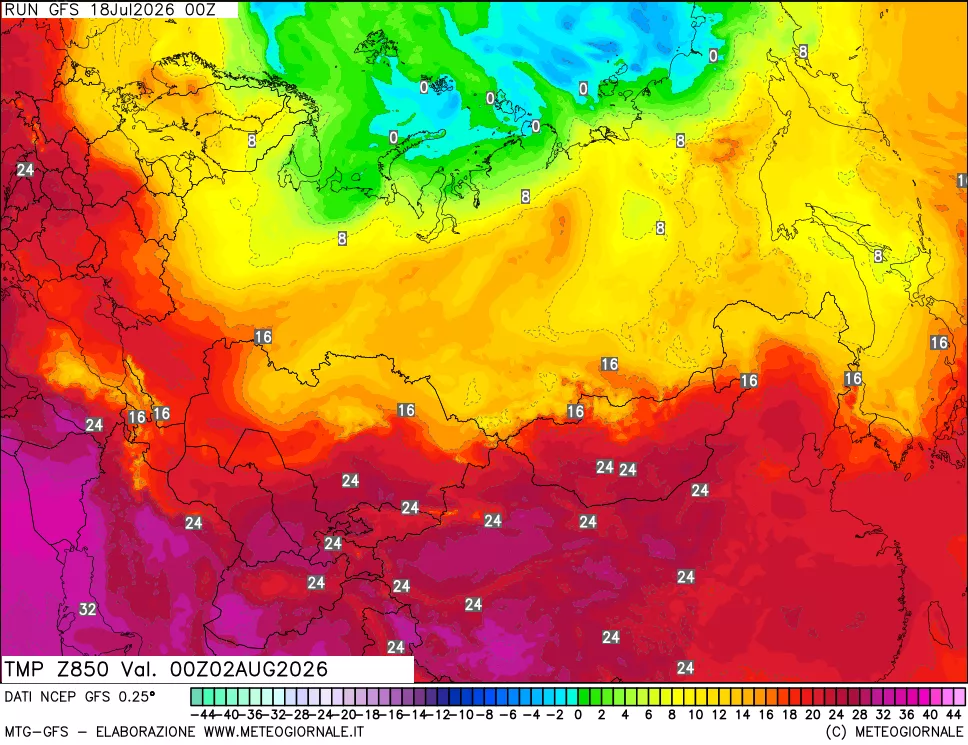 mappa 850 hPa Temp
