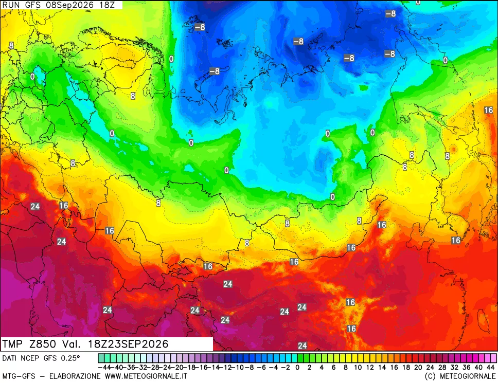 mappa 850 hPa Temp