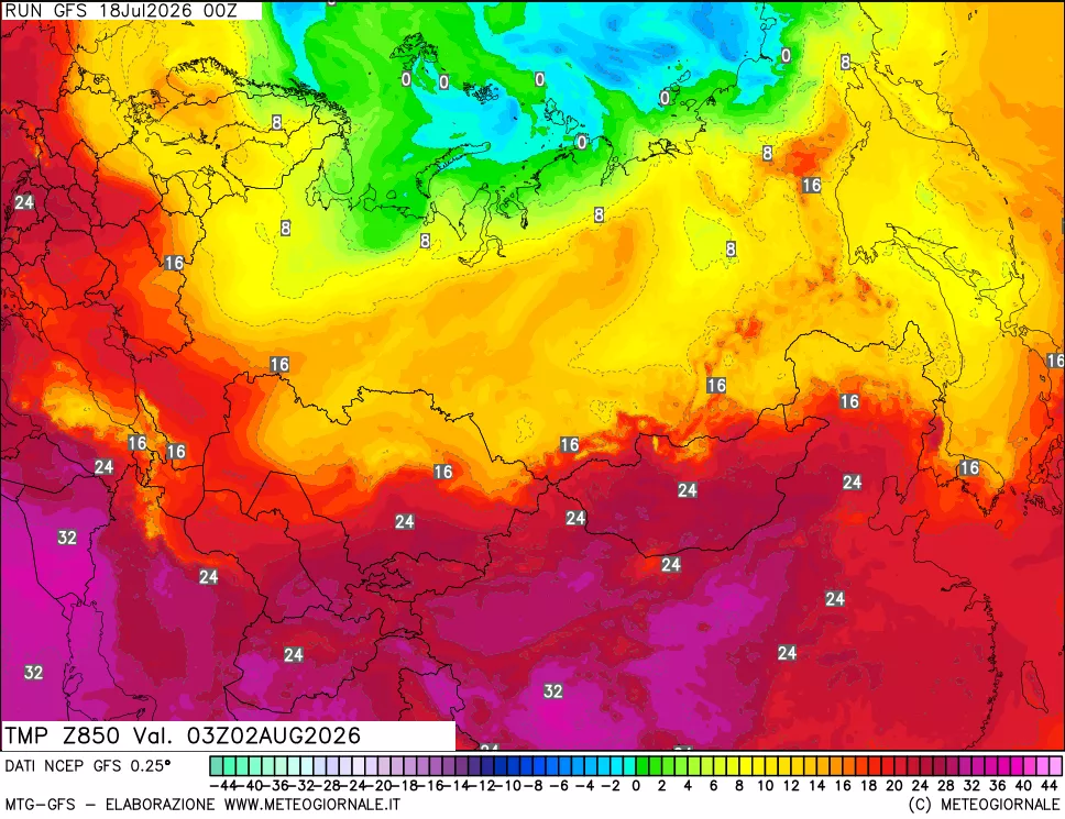mappa 850 hPa Temp
