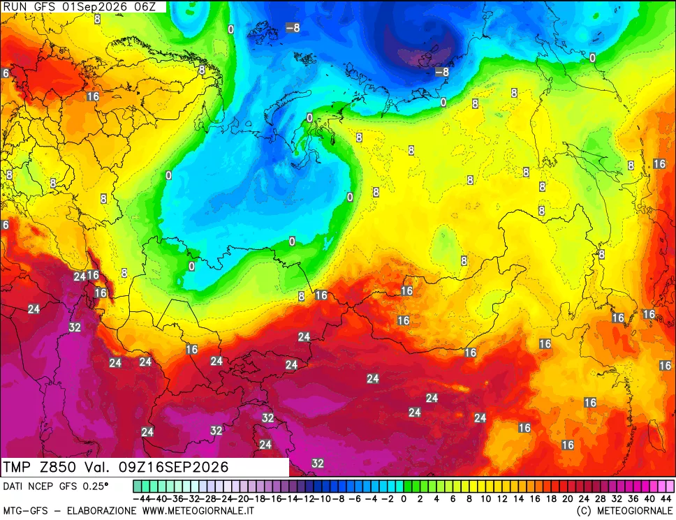 mappa 850 hPa Temp