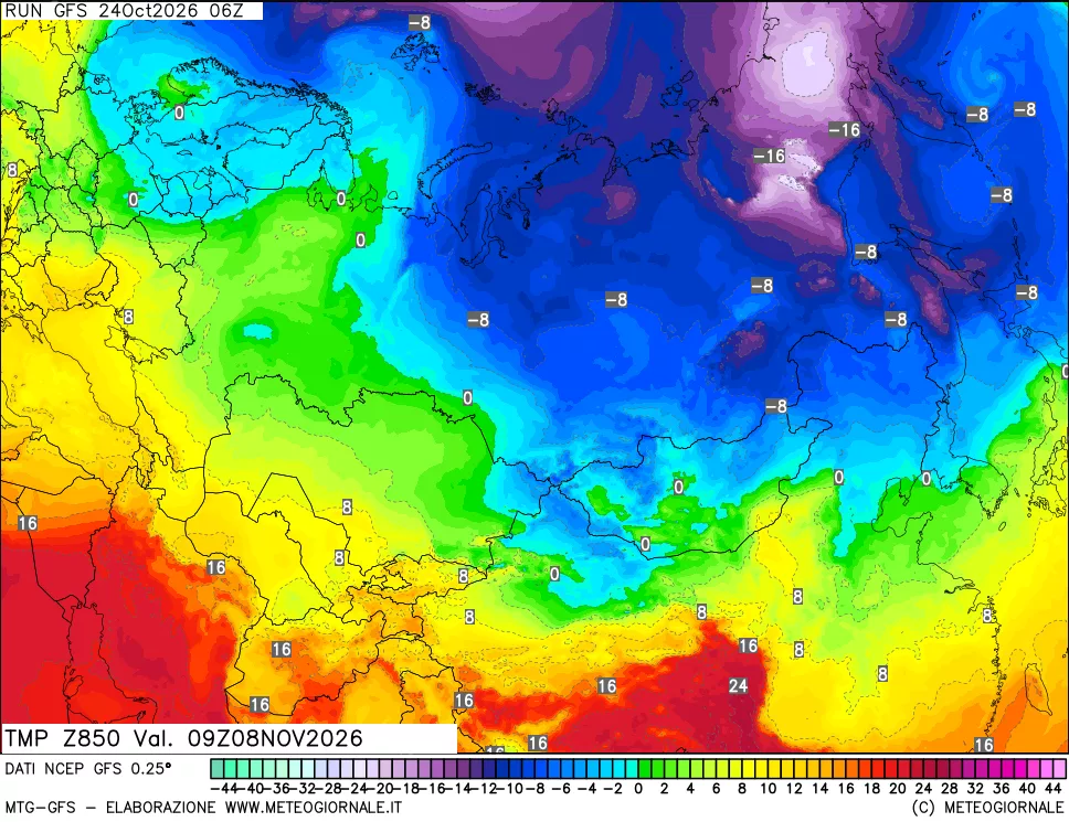 mappa 850 hPa Temp