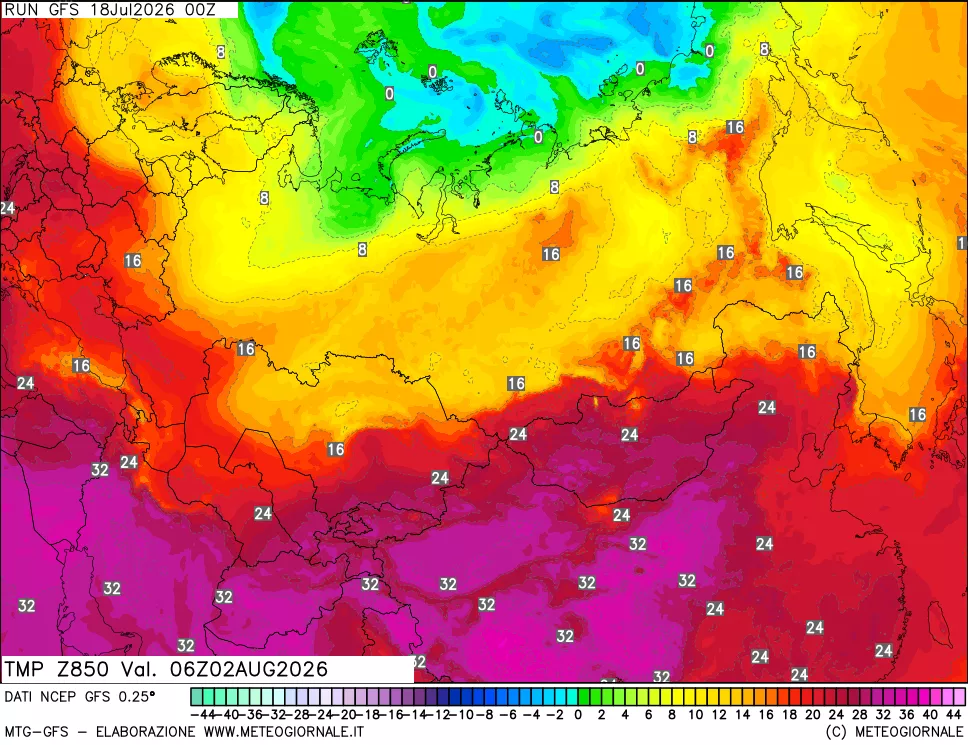 mappa 850 hPa Temp