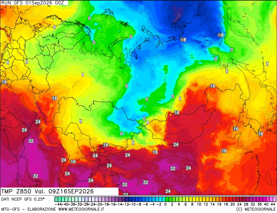 mappa 850 hPa Temp