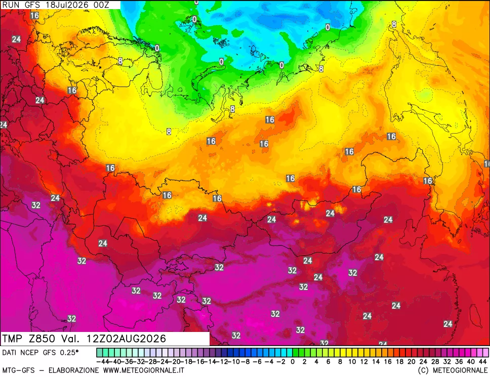 mappa 850 hPa Temp