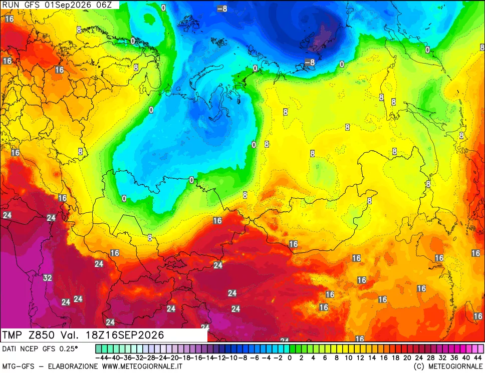mappa 850 hPa Temp
