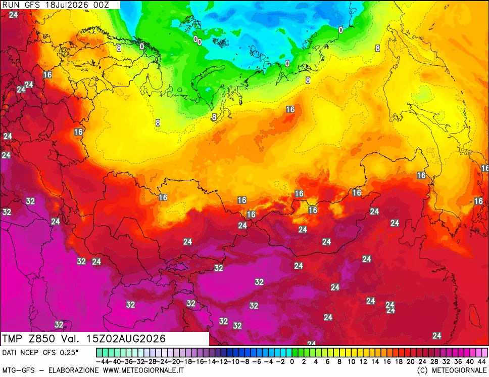 mappa 850 hPa Temp