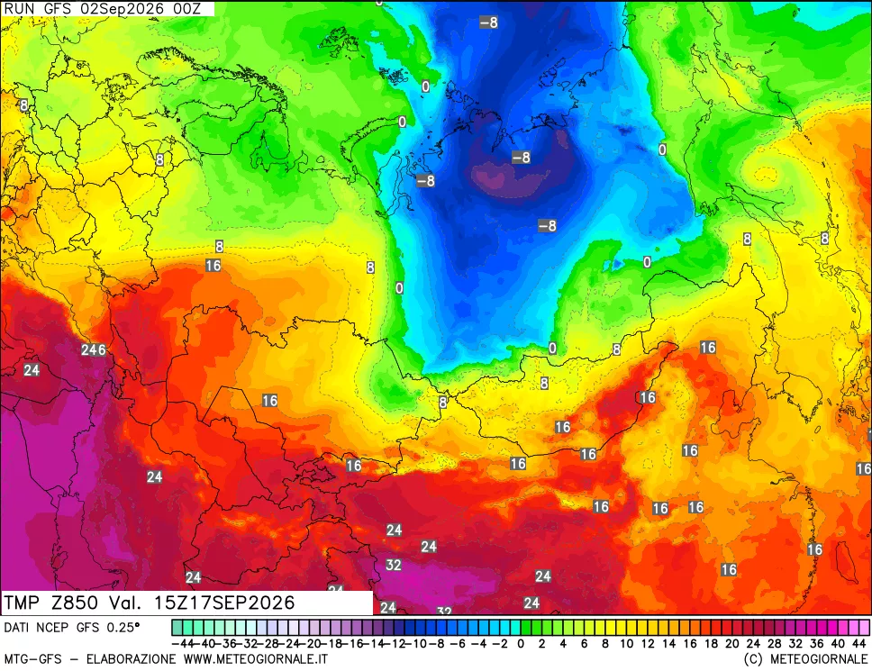 mappa 850 hPa Temp