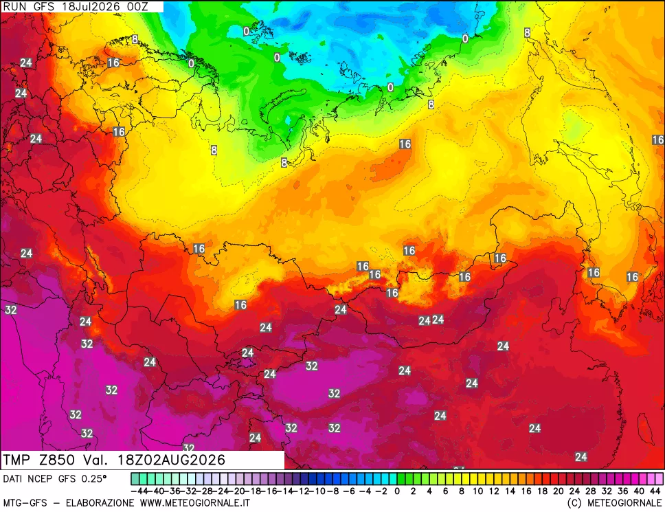 mappa 850 hPa Temp
