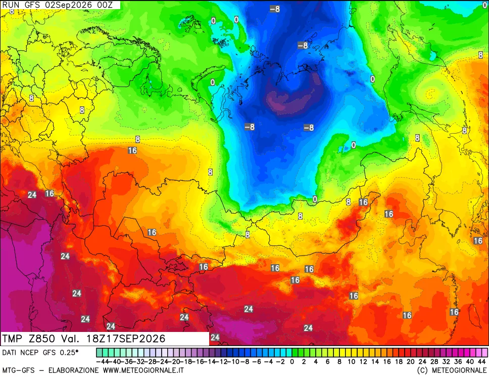 mappa 850 hPa Temp