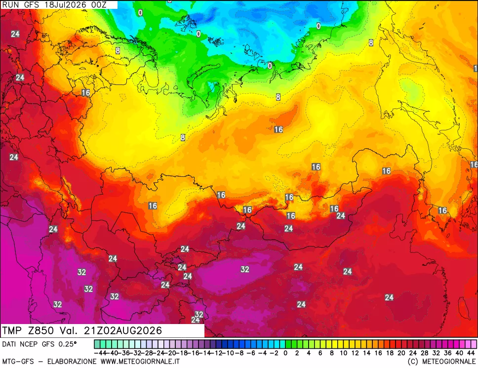 mappa 850 hPa Temp