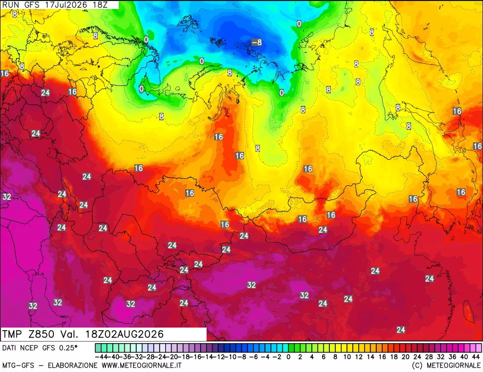 mappa 850 hPa Temp