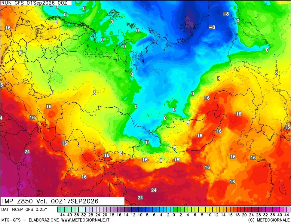 mappa 850 hPa Temp