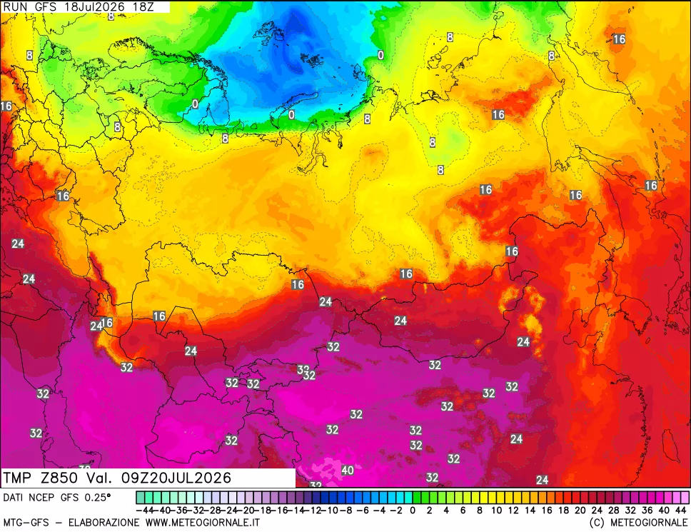 mappa 850 hPa Temp