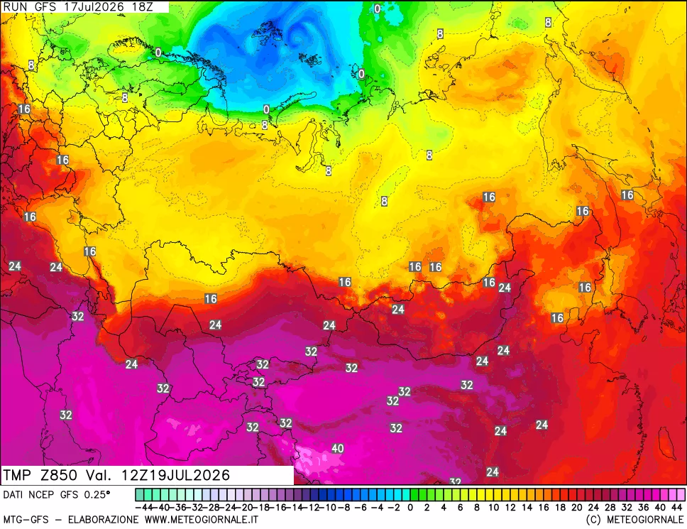 mappa 850 hPa Temp