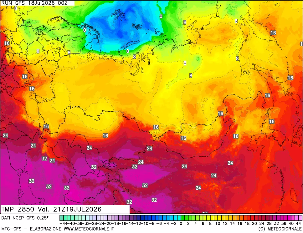 mappa 850 hPa Temp