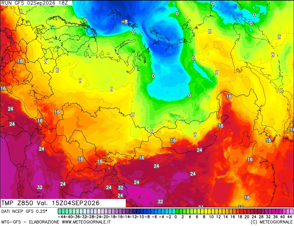 mappa 850 hPa Temp