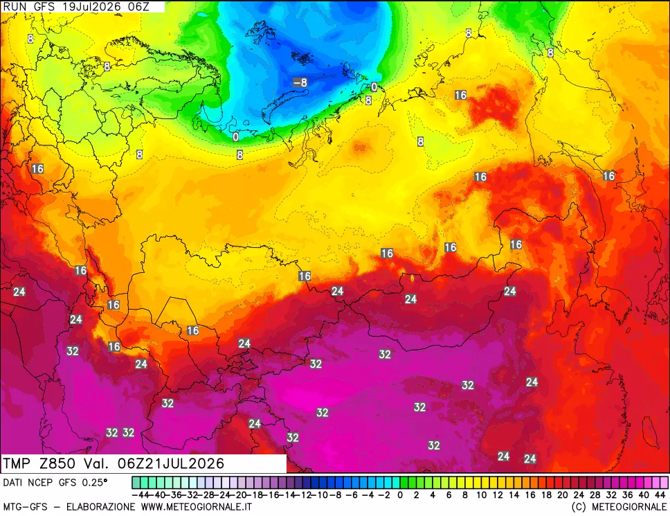 mappa 850 hPa Temp
