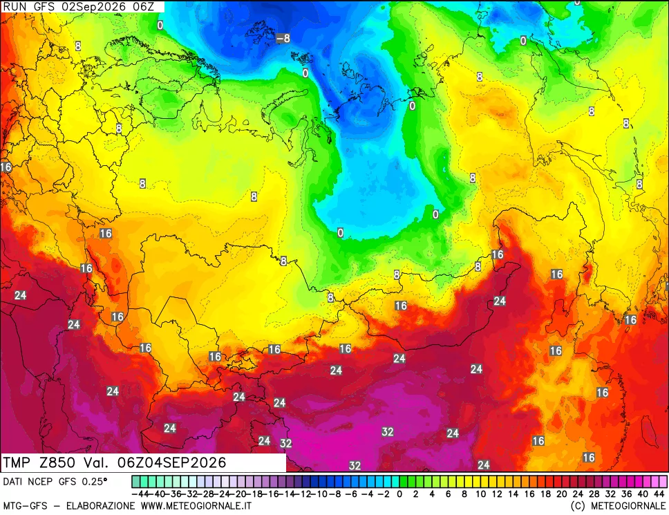 mappa 850 hPa Temp