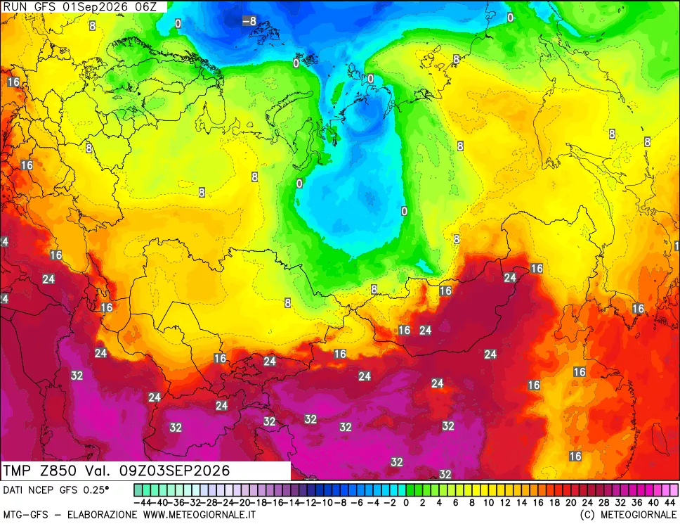 mappa 850 hPa Temp