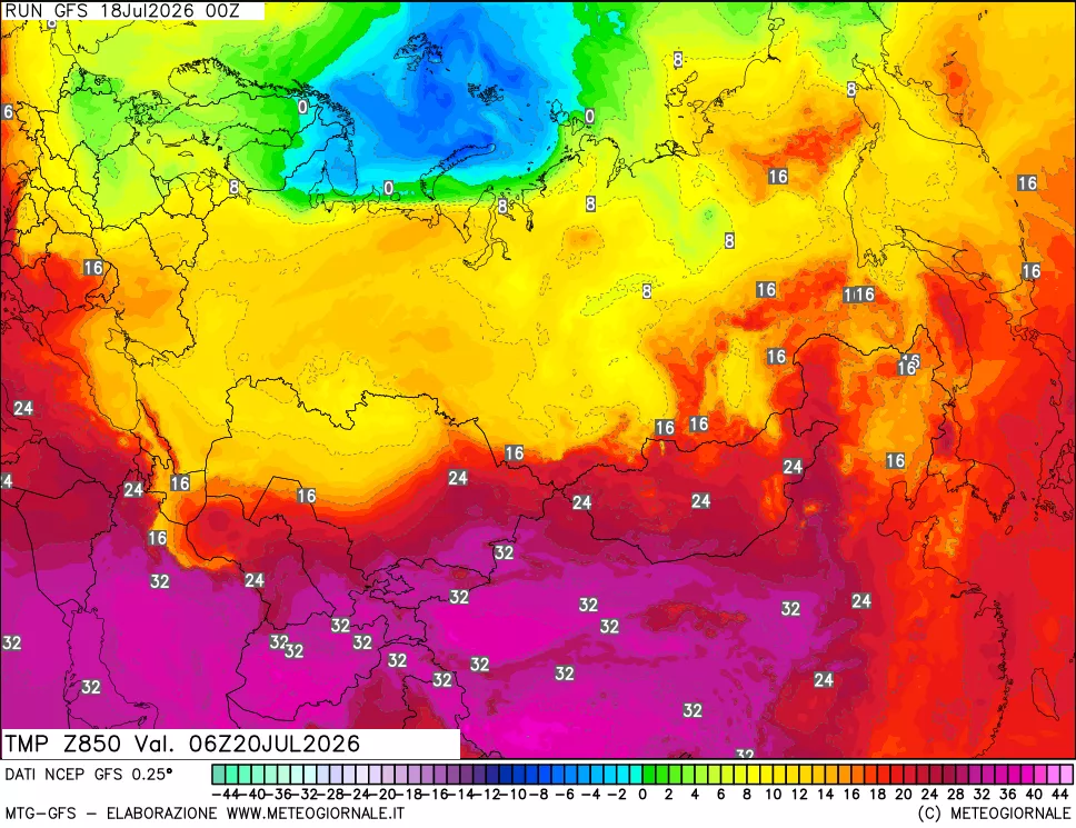 mappa 850 hPa Temp