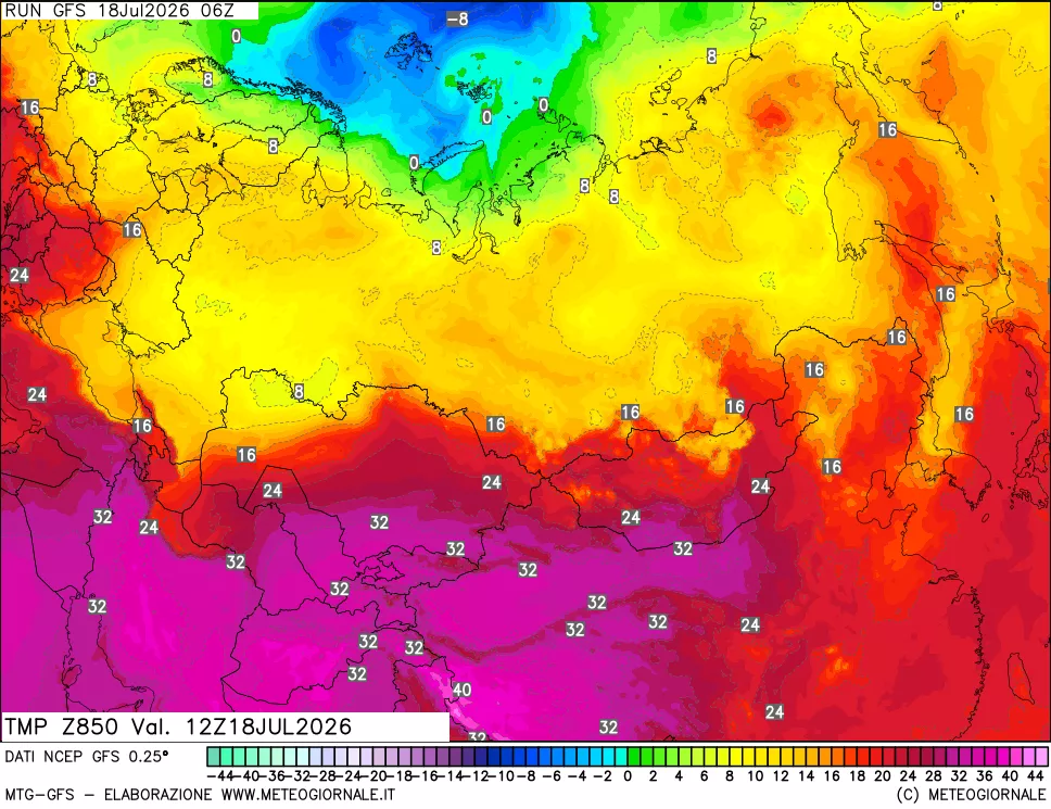 mappa 850 hPa Temp