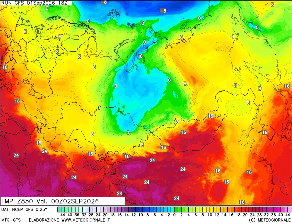 mappa 850 hPa Temp