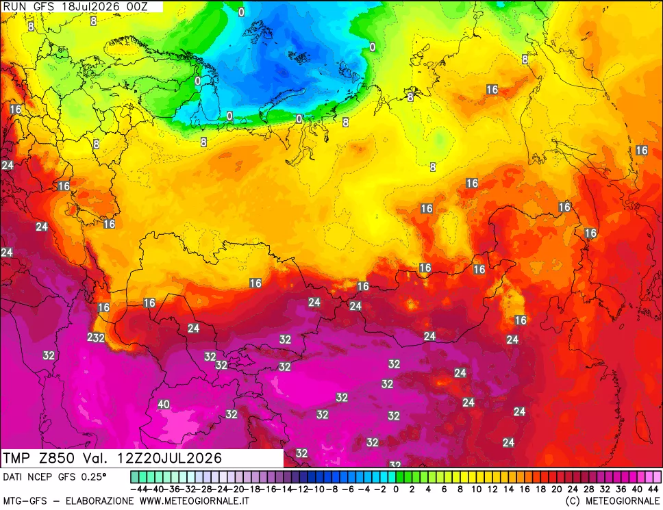 mappa 850 hPa Temp