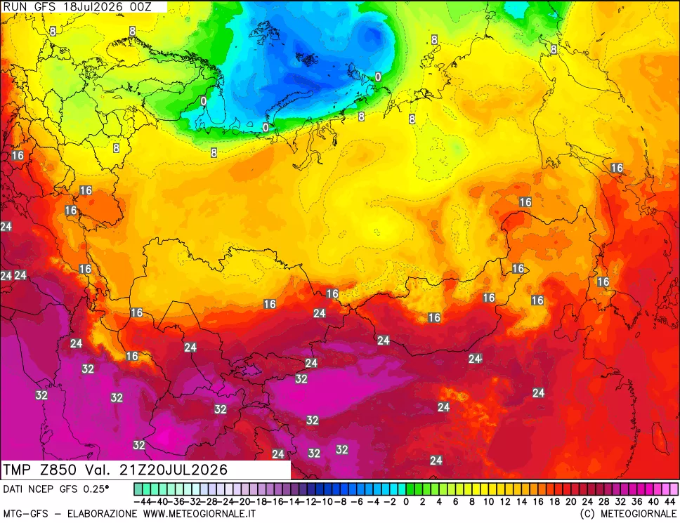 mappa 850 hPa Temp